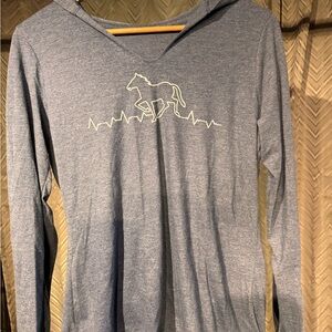 Gray Long Sleeve Hoodie with Horse Design